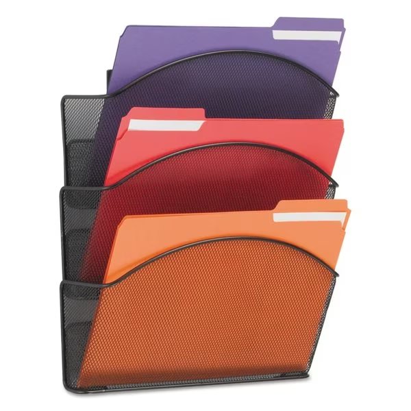 Onyx Steel Triple Wall Pocket, Letter, Black, 12 x 3 1/4 x 17 1/4, Safco, Mfr#: 5652BL